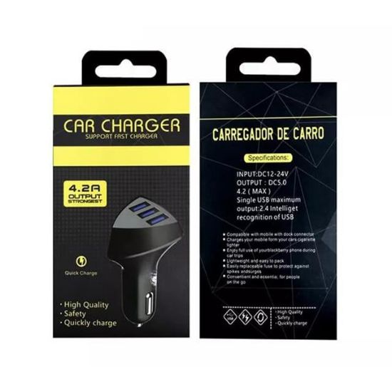 POWERMASTER PM-2417 4.2 AMPER 3LÜ USB ÇAKMAKLIK HIZLI ARAÇ ŞARJ CİHAZI resmi