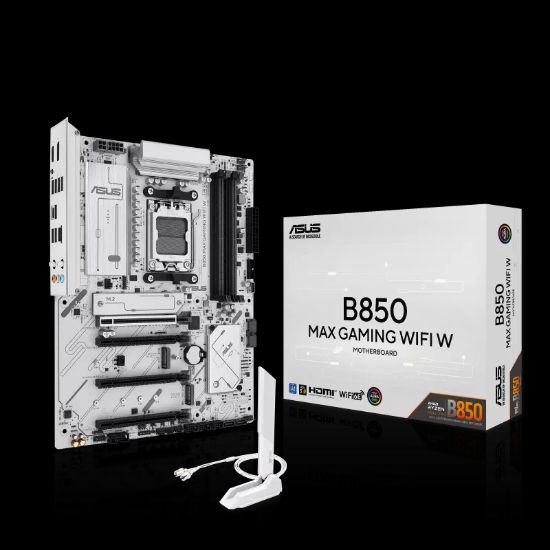 ASUS B850 MAX GAMING WIFI 7 AMD AM5 DDR5 ANAKART BEYAZ resmi