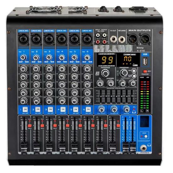 König KA-6700 2x350 Watt Bluetooth  Kanal Power Mixer resmi