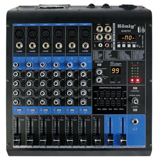 König KA-6701 6 Kanal 2x350 Watt USB-SD-Bluetooth Power Mixer resmi