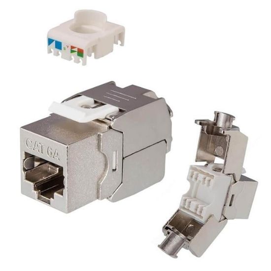 PowerMaster PM-29567 CAT7 10Gbps Toolless Keystone Jack Full Metal Zırhlı Konnektör resmi