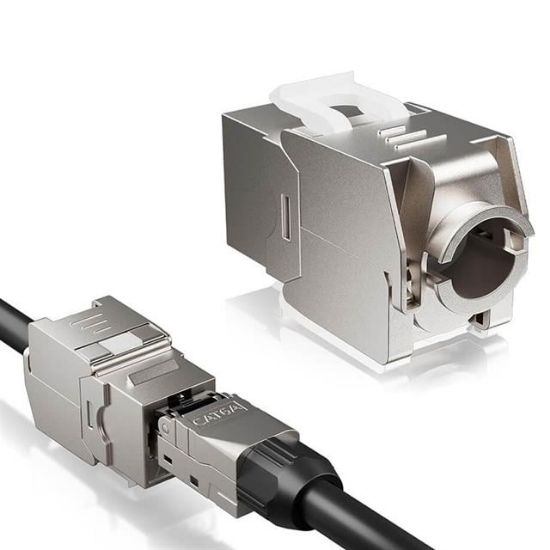 PowerMaster PM-29567 CAT7 10Gbps Toolless Keystone Jack Full Metal Zırhlı Konnektör resmi