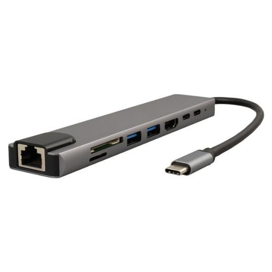 Raca RC-29630 Type-C 8in1 HDMI Çok Fonksiyonlu USB 3.0 Dock Station (Macbook - PC - Playstation - Xbox) resmi