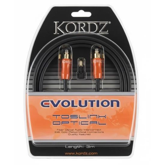 Kordz Evolution EVO-TL0300 3 Metre Metal Başlı Toslink Fiber Optik Ses Kablosu resmi