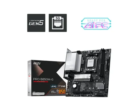 MSI PRO B850M-G M5 DDR5 8200MHZ(OC) HDMI DP 2X M.2 USB 10GBS 5G LAN MATX resmi