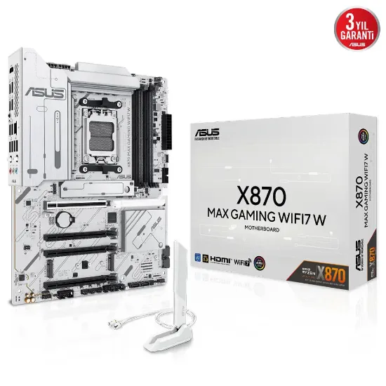 ASUS X870 MAX GAMING WIFI 7  AMD ANAKART BEYAZ resmi