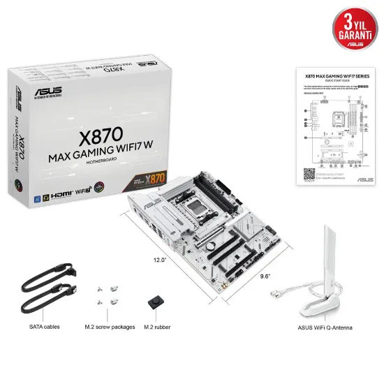 ASUS X870 MAX GAMING WIFI 7  AMD ANAKART BEYAZ resmi