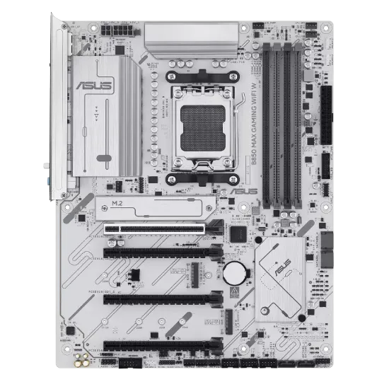 ASUS B850 MAX GAMING WIFI 7 AMD AM5 DDR5 ANAKART BEYAZ resmi