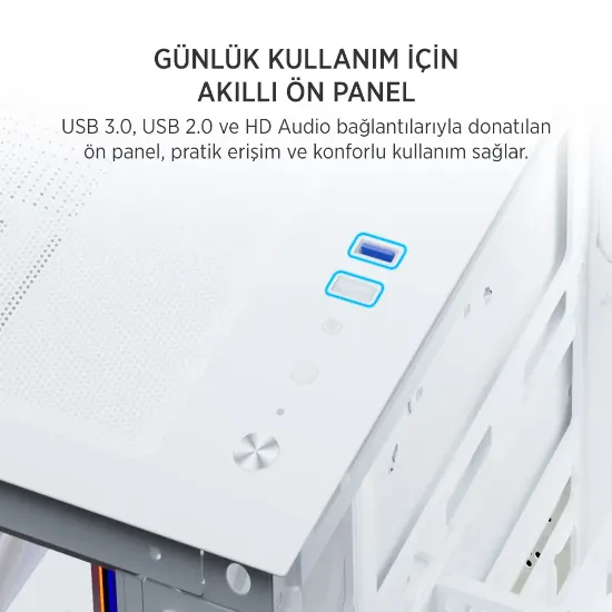 JAMES DONKEY STARK S801 7X ARGB 650W GAMING CASE WHITE resmi