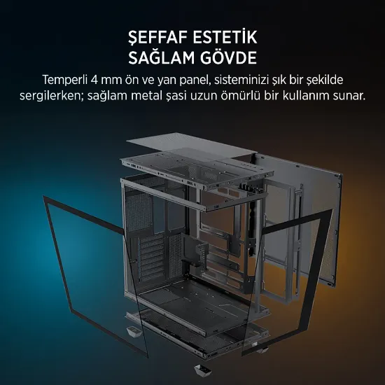 JAMES DONKEY STARK S801 7X ARGB 650W GAMING CASE BLACK resmi