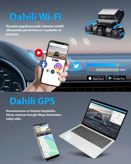 PRUVEEO D90-4CH FHD WI-FI GPS + 128GB SD KART KAME resmi