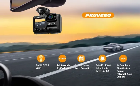 PRUVEEO D30 WI-FI 4K ARAC KAMERASI resmi