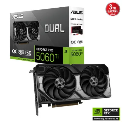 ASUS DUAL-RTX5060TI-O8G 8GB DDR7 128BIT 3XDP EKRAN KARTI resmi