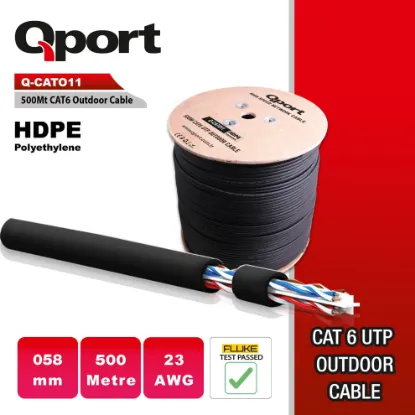 QPORT Q-CATO11 23AWG 500 METRE CAT6 UTP PE OUTDOOR KABLO resmi