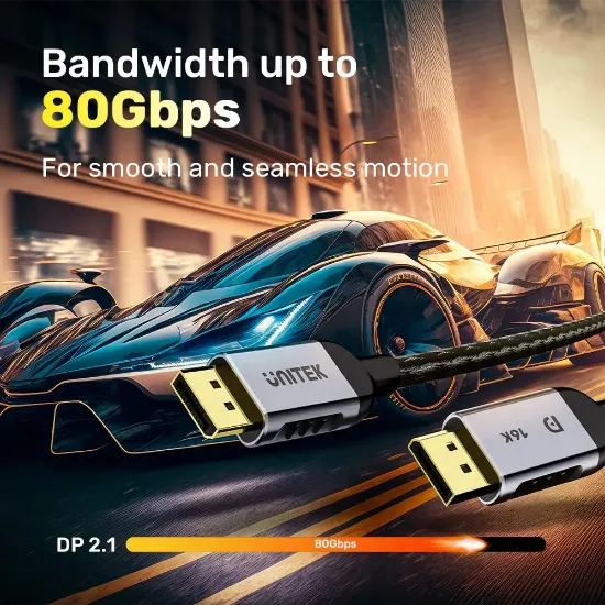 UNITEK DISPLAY PORT 2.1 KABLO 1MT 16K C1626GY01-1M) resmi