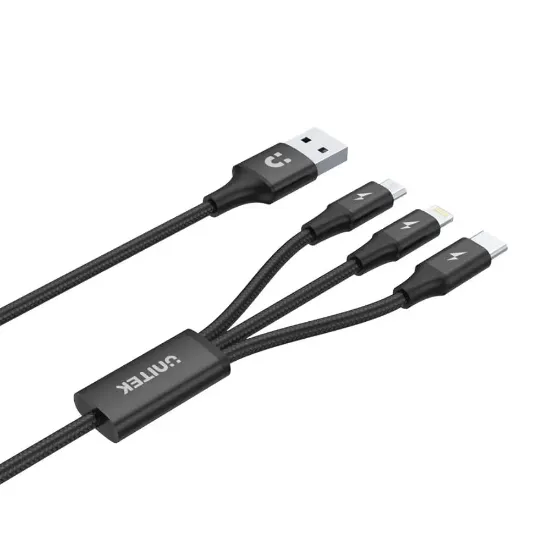UNITEK USB-A 3in1 HIZLI ŞARJ 1.2MT 2.4A (C14049BK) resmi