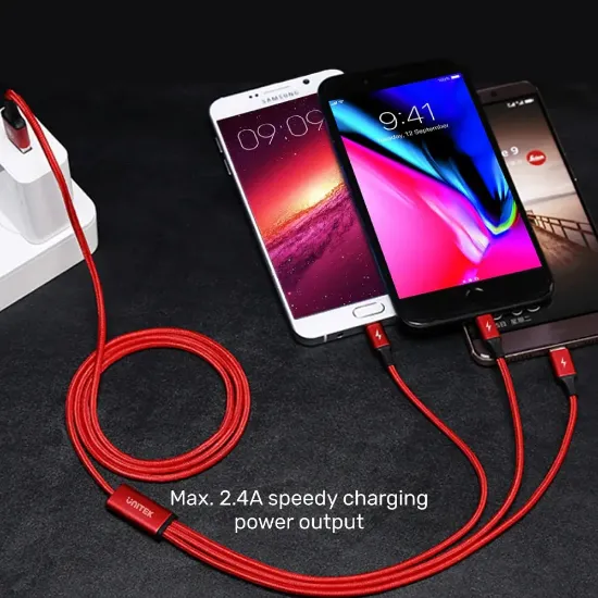 UNITEK USB-A 3in1 HIZLI ŞARJ 1.2MT 2.4A (C14049BK) resmi