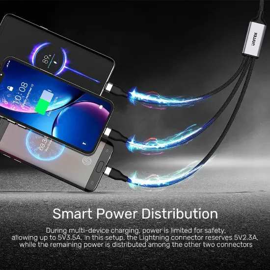 UNITEK TYPE-C 3in1 ŞARJ 1.5MT 20W (C14101BK-1.5M) resmi