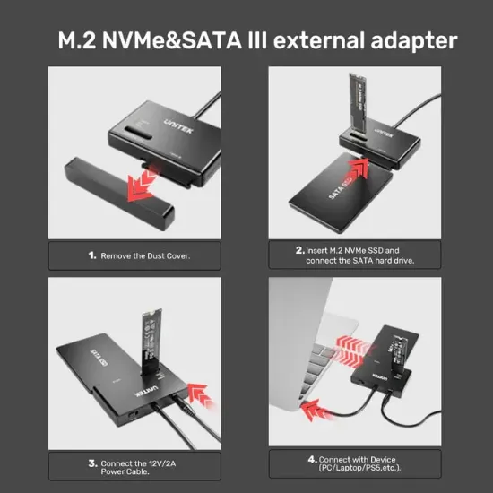 UNITEK USB-C TO M.2 NVME+SATA III DÖNÜŞTÜR(S1232A) resmi