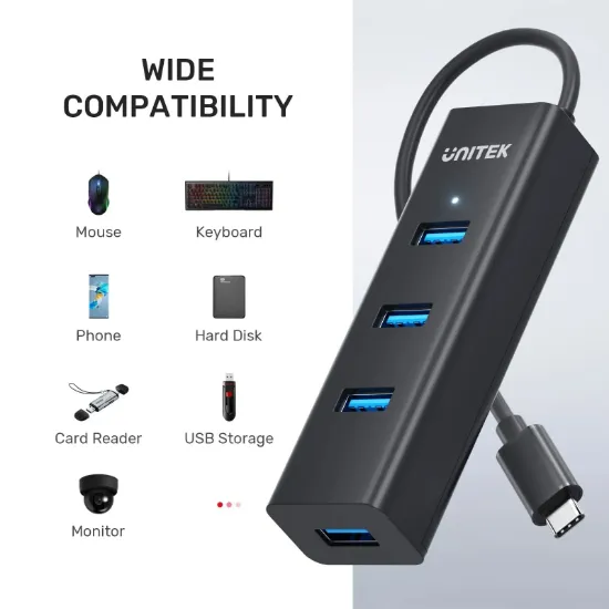 UNITEK TYPE-C TO 4 PORT USB 3.0 + TYPE-C (Y-3089Z) resmi