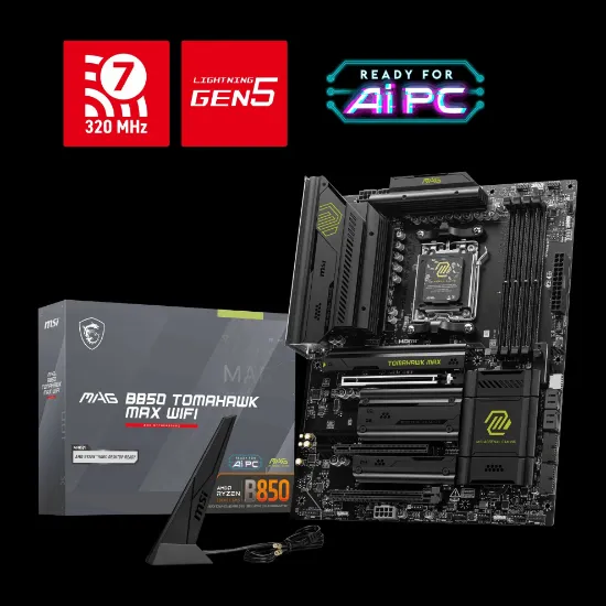 MSI MAG B850 TOMAHAWK MAX WIFI AM5 DDR5 8400MHZ(OC) HDMI 4x M.2 USB 10Gbs 5G LAN WI-FI 7 ATX resmi
