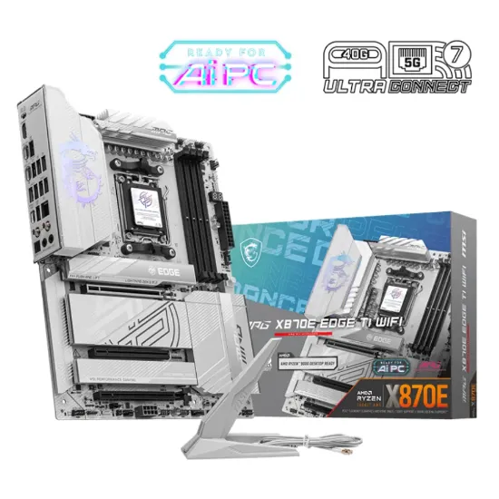 MSI MPG X870E EDGE TI WIFI AM5 DDR5 8400MHZ(OC) USB4 4x M.2 HDMI 5G LAN WIFI 7 RGB ATX resmi