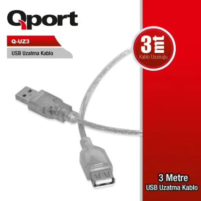 QPORT Q-UZ3 3MT USB UZATMA KABLOSU resmi