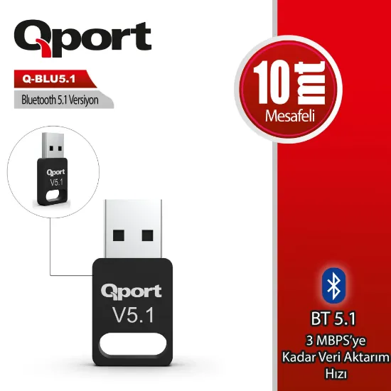 QPORT Q-BLU5.1 BLUETOOTH V5.1 USB ADAPTOR  resmi