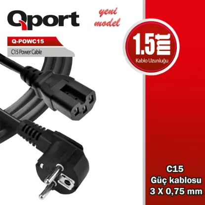 QPORT Q-POWC15 1.5M C15 POWER GUC KABLOSU  resmi