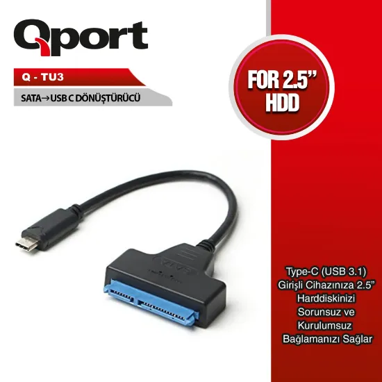 QPORT Q-TU3 USB3.1 TYPE-C TO SATA CEVIRICI resmi