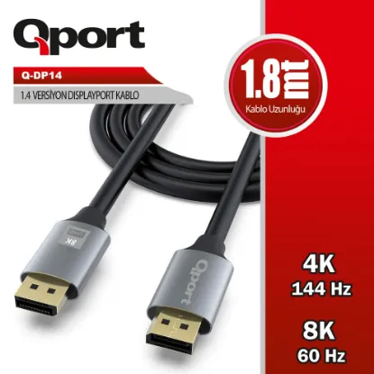 QPORT (Q-DP14) DISPLAY PORT 1.8 METRE KABLO resmi