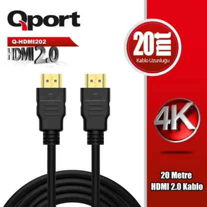 QPORT Q-HDMI202 HDMI 2.0 V ALTIN UÇLU KABLO 20 MT resmi
