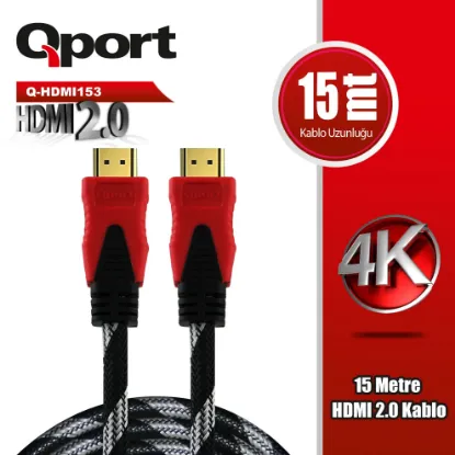 QPORT Q-HDMI153 HDMI 2.0 V ALTIN UÇLU KABLO 15 MT resmi