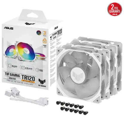 ASUS TUF TR120 120MM ARGB REVERSE 3IN1 BEYAZ KASA FANI resmi