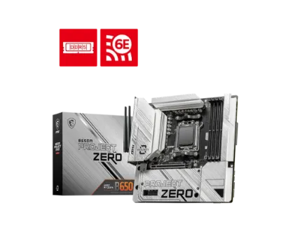 MSI B650M PROJECT ZERO AM5 DDR5 7600MHZ(OC) HDMI DP M.2 USB3.2 2.5G LAN WI-FI 6E mATX resmi