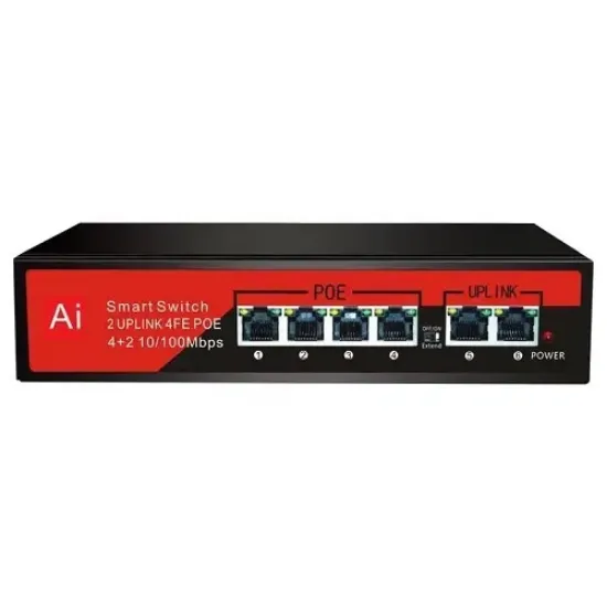 EZCOOL EZ-04PSE 4PORT 4FE+2FE MEGABİT POE SWİTCH 65W resmi