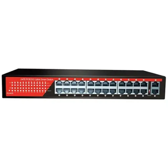EZCOOL EZ-24PSF 24 PORT 24xFE+2xGE GİGABİT POE SWİTCH 320W resmi