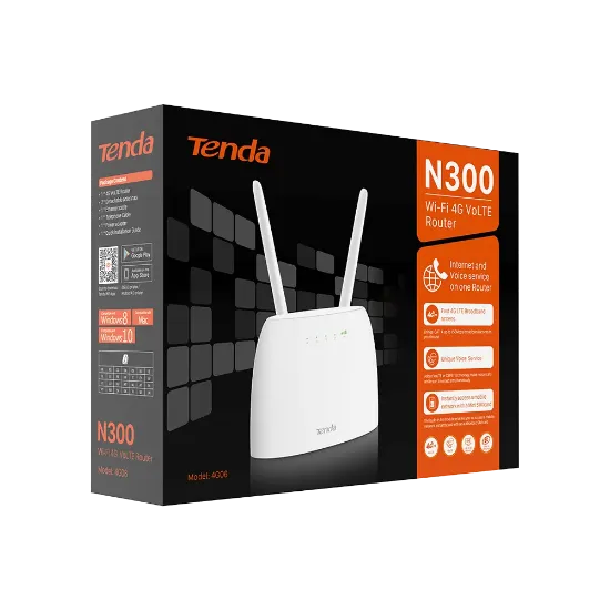 TENDA 4G06 N300 Wi-Fi 4G VoLTE Router resmi