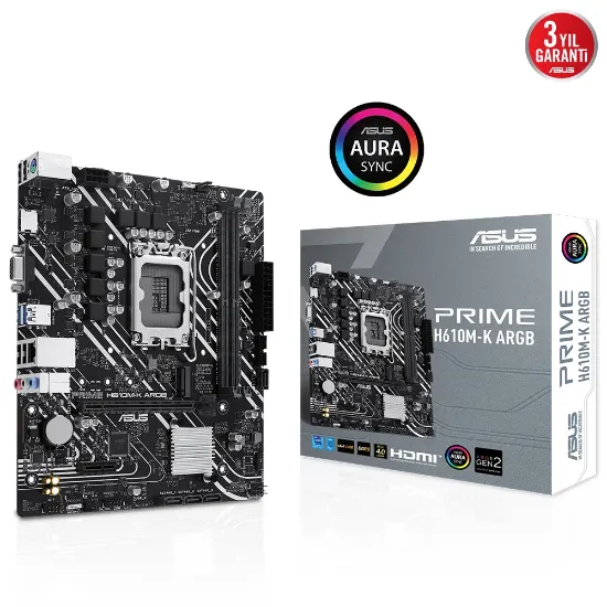 ASUS PRIME H610M-K ARGB DDR5 5600MHz M.2 HDMI VGA mATX 1700p resmi