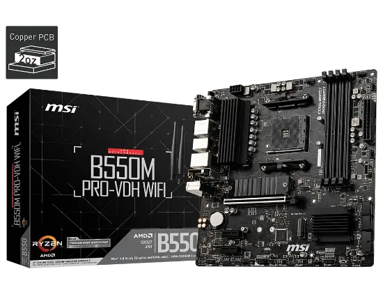 MSI B550M PRO-VDH WIFI DDR4 4400(OC) HDMI MATX AM4 resmi