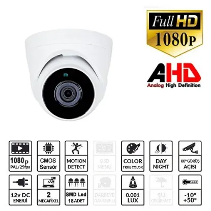 EZCOOL EZ-5120HD 2MP 2.8MM LENS AHD DOME KAMERA resmi