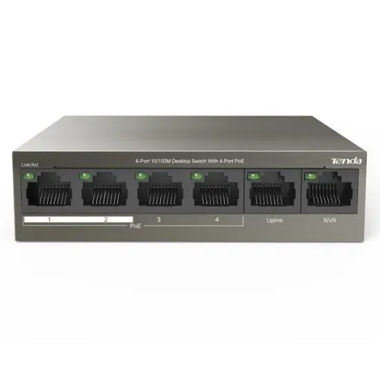 Tenda TEF1106P 2 x Uplink + 4 Port Poe Ethernet Switch 63 Watt resmi