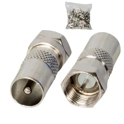F Konnektör Erkek 60 Ohm Erkek Çevirici Metal Konnektör resmi