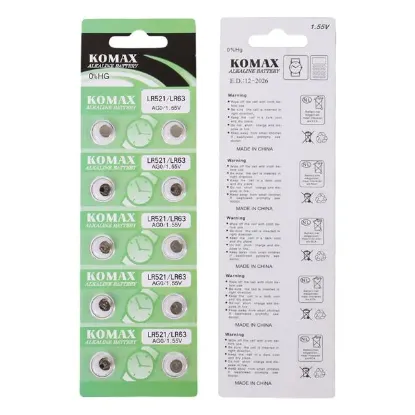 Komax AG-0 Alkalin LR521/379 Düğme Pil 10'lu Paket resmi