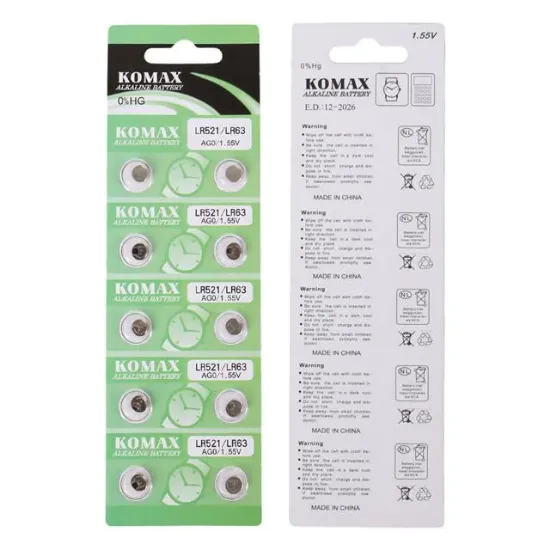 Komax AG-0 Alkalin LR521/379 Düğme Pil 10'lu Paket resmi