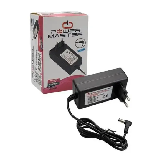 Powermaster PM-12667 12 Volt - 3 Amper 5.5*2.5 Mm Uçlu Plastik Kasa Priz Tipi Adaptör resmi