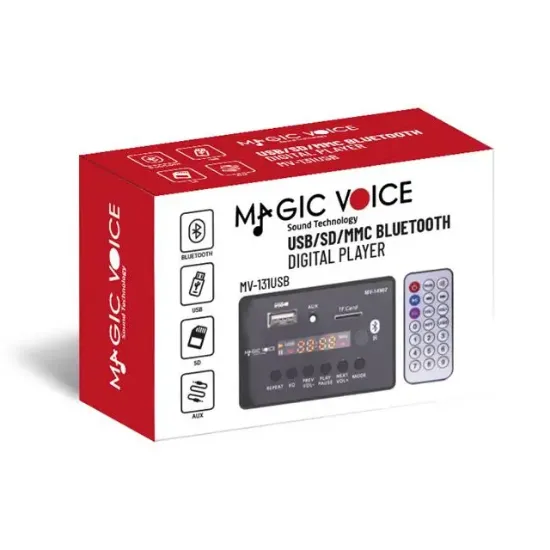 Magicvoice MV-14907 USB-SD-AUX-Bluetooth Kumandalı Ekranlı Oto Teyp Çevirici Dijital Player Board resmi