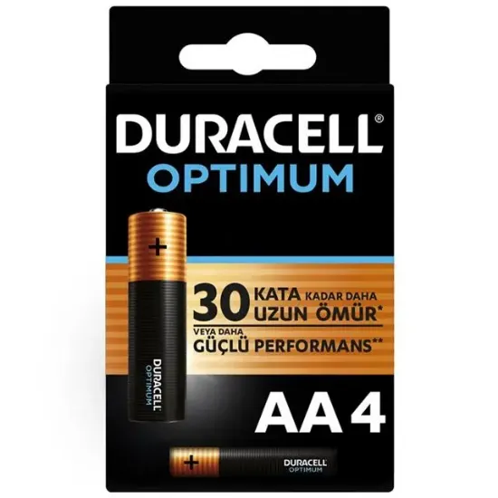 Duracell Optimum 1.5 Volt Alkalin AA 4’lü İnce Kalem Pil MX1500 resmi
