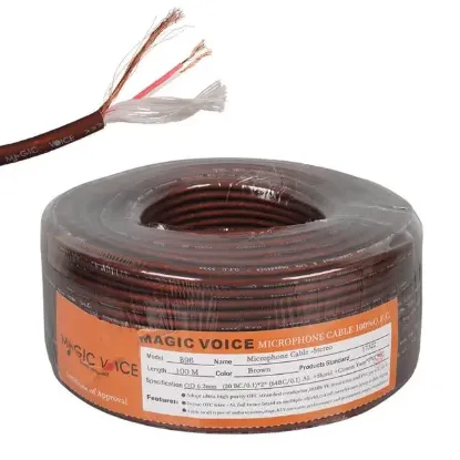 MagicVoice B96 Profesyonel 2 Damarlı Blendajlı Enstrüman Mikrofon Kablosu Stereo 100 Metre (Kahverengi) resmi
