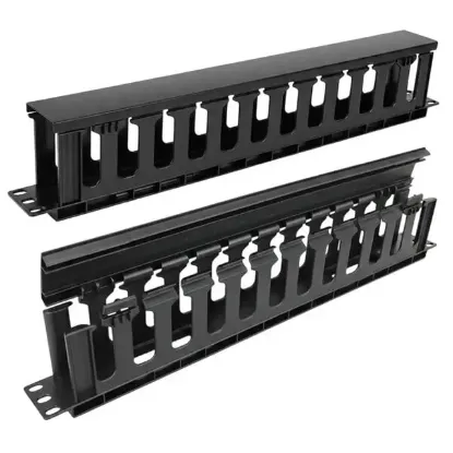Powermaster TD-L801-12 19" 1U Rack Kabin Yatay Kablo Düzenleyici Kapaklı Kanal Yandan Geçişli resmi